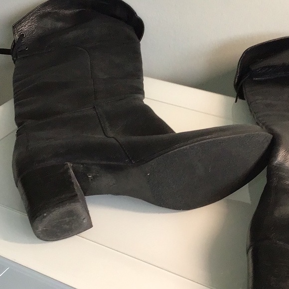 Womens OTK High Black Lined Leather Boots - Picture 8 of 10